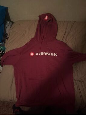 Airwalk Burgundy Pullover Hoodie with Black Logo Trim